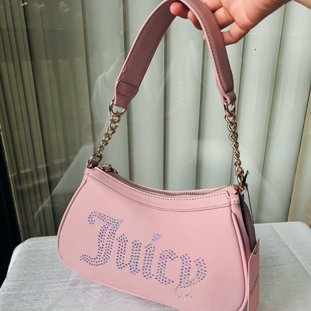 🩷▪️Juicy Couture▪️ Obsession Shoulder Bag Purse Bling Logo Dusty Blush